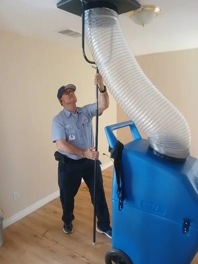 Mini Split Installation technician using HEPA equipment in Robbinsville